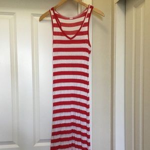 Red & White Striped Maxi Dress